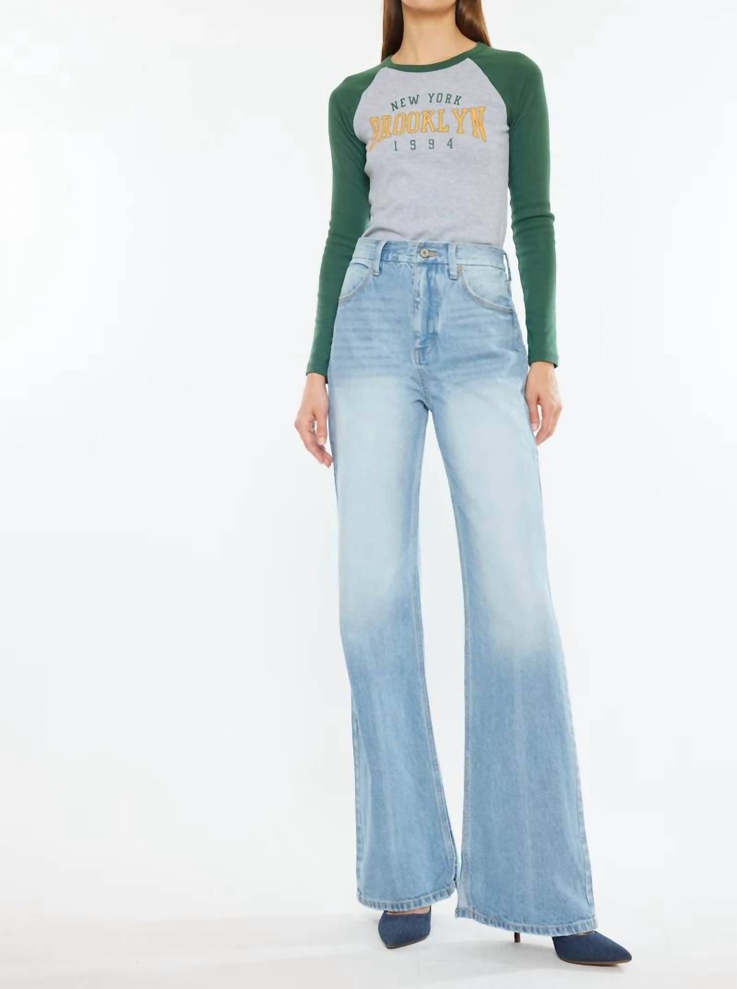 Kancan - High Rise Wide Slit Jeans