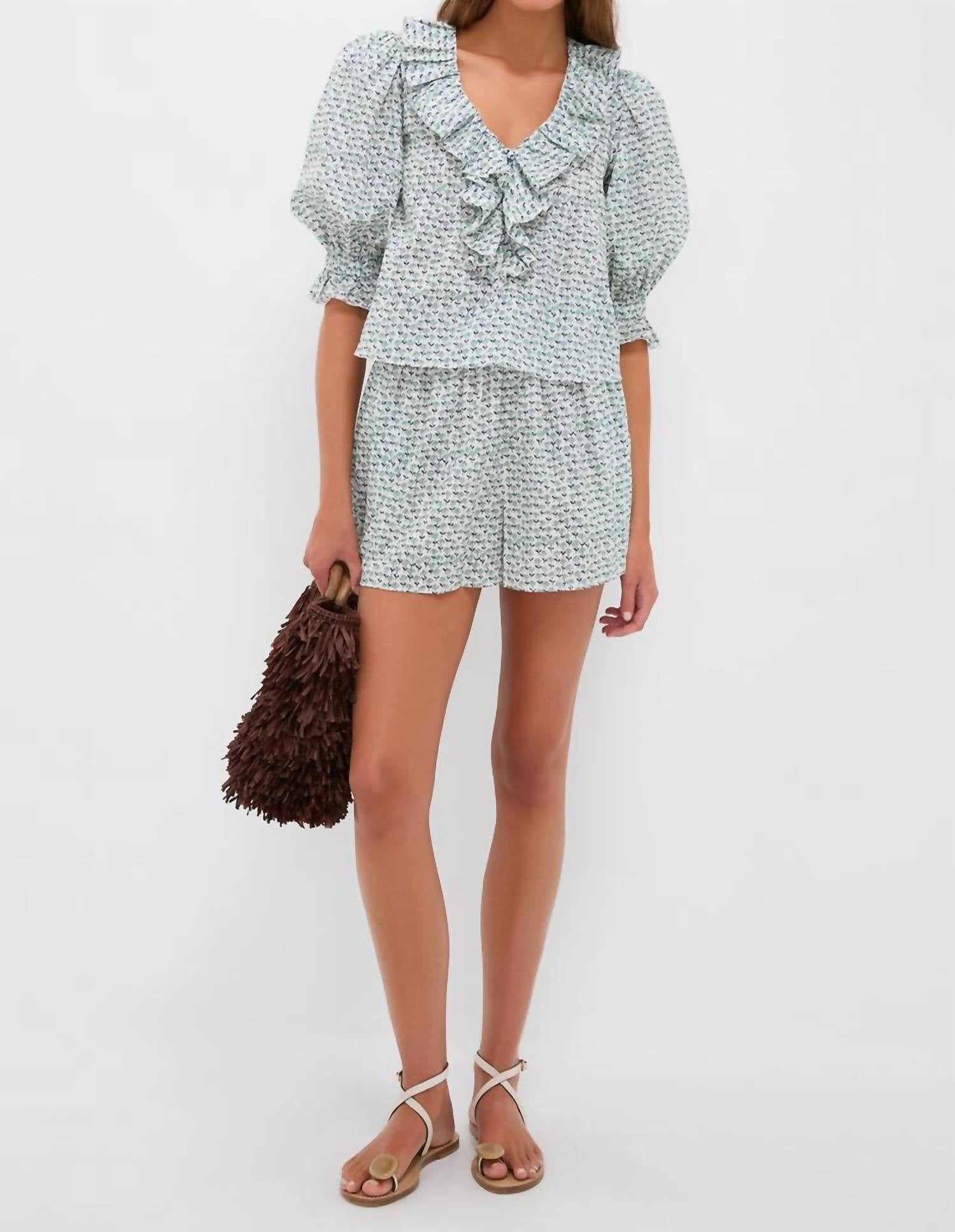 Hunter Bell - Imogen Ruffle V Neck Blouse
