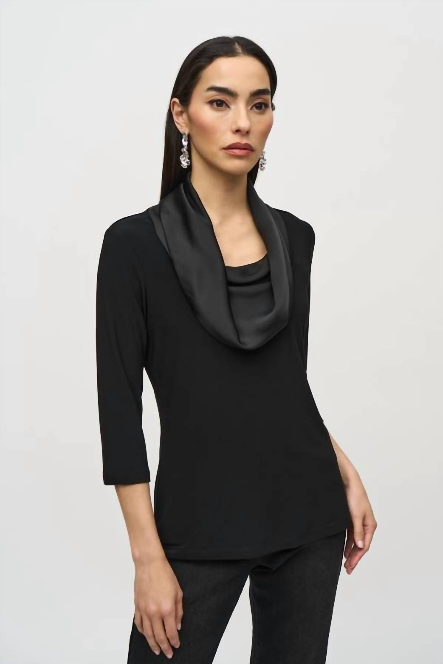 Joseph Ribkoff - Women's Mix Media Cowl Top