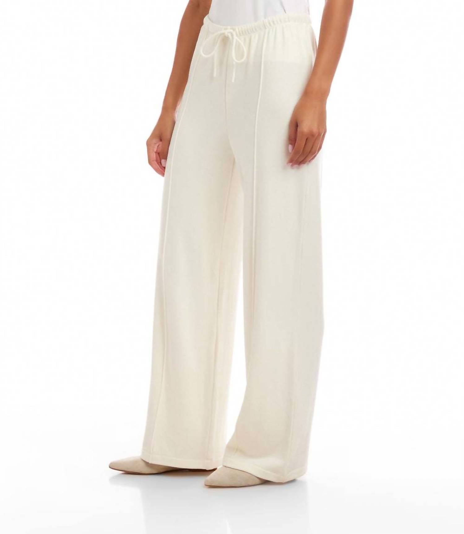 Karen Kane Drawstring Pintuck Sweatpants in cream - women's pants - view 4