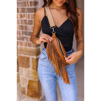 Julia Rose - Women's Valentina Removable Fringe Crossbody Sling Bag