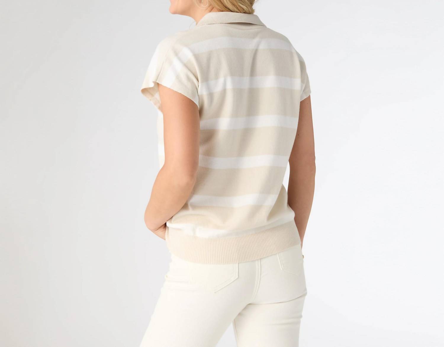 Coco + Carmen - Women's Lightweight Heavenly Luxe V Neck Stripe Top