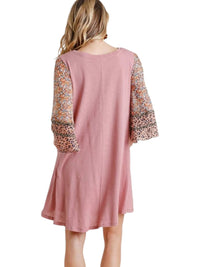 Umgee - Mixed Print Bell Sleeve Dress