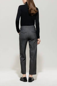LUISA CERANO Pinstripe With Ribbon Straight Joggpants in charcoal black - women's pants - alternate view
