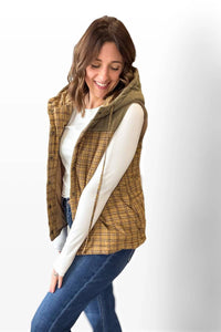 Hem & Thread - Corduroy Mixed Plaid Puffer Vest