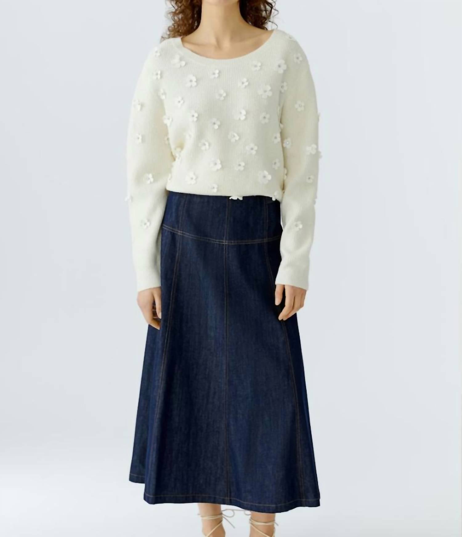 Oui Women's A-line Skirt in raw denim - women's skirt