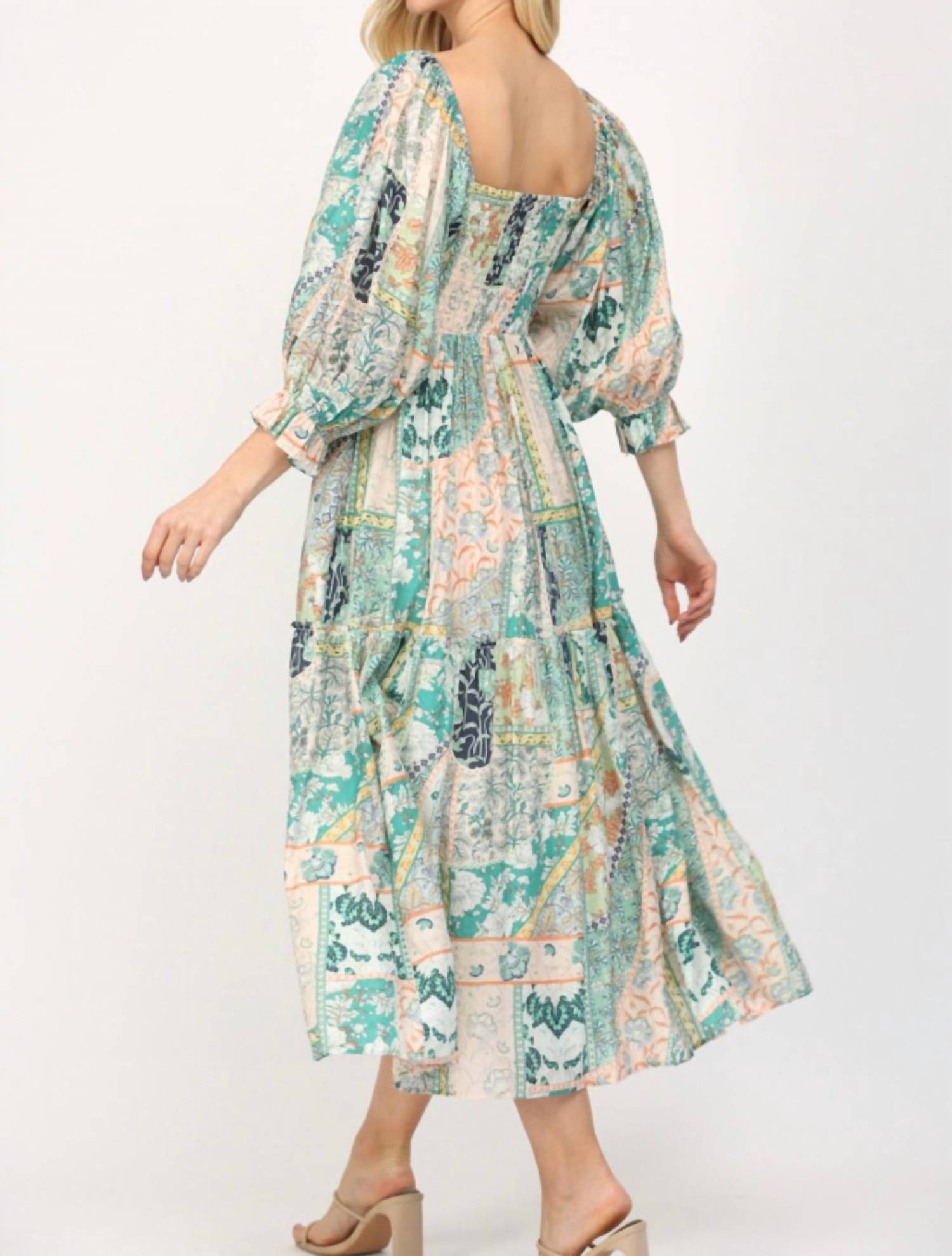 Fate - Flower Print Smocked Midi Dress
