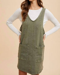 AnnieWear Lolly Denim Mini Dress in green - women's dress - alternate view