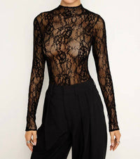 Good American - Lace Is Long Sleeve Bodysuit