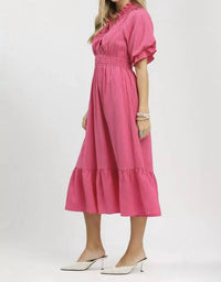 Umgee - Puffed Sleeve Midi Dress