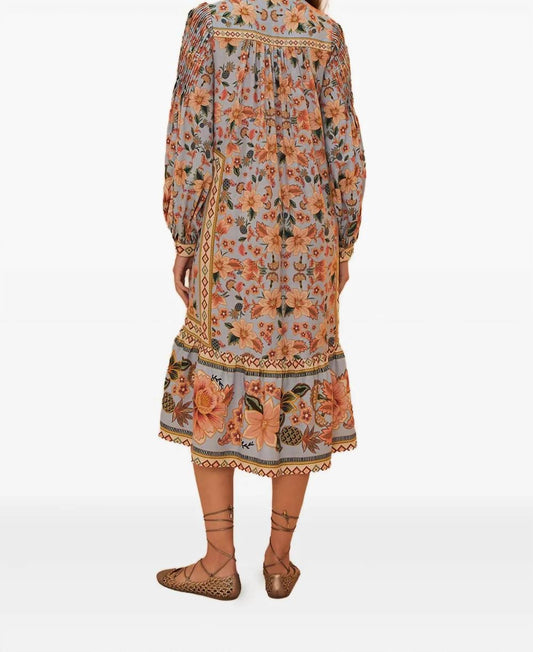 Farm Rio - Long Sleeve Midi Dress