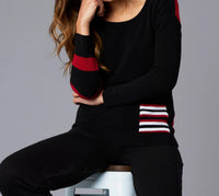 Angel Apparel - Stripe Sleeve Scoop Neck Top