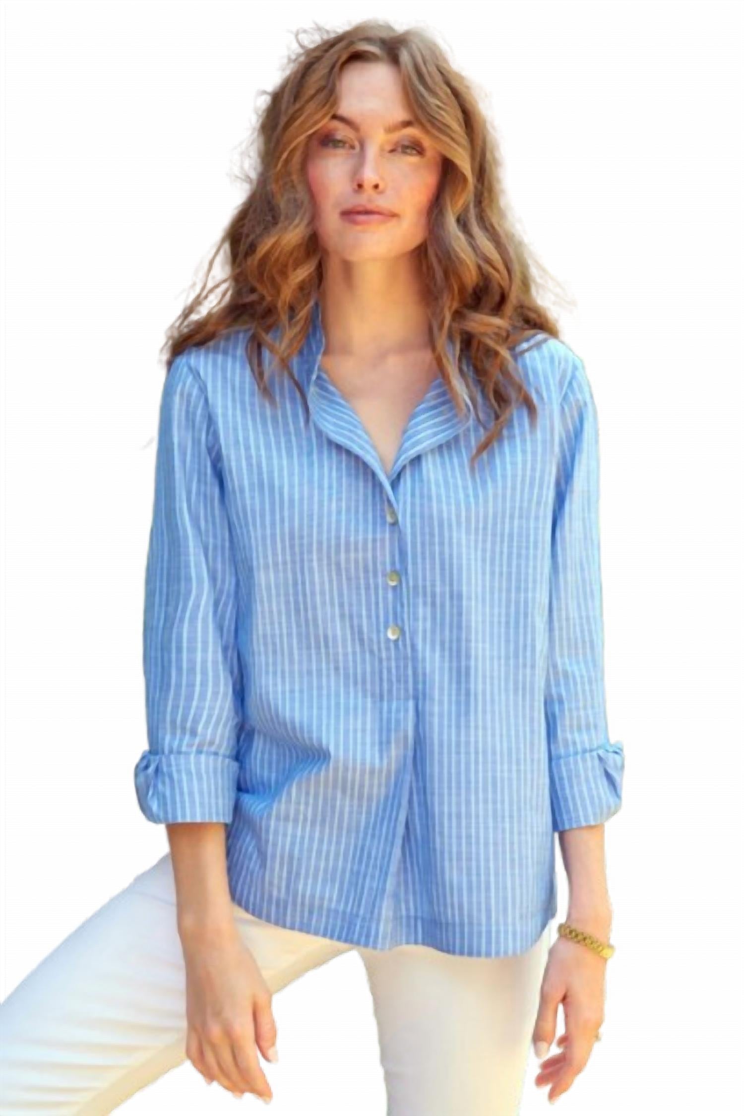 Finley - Chambray Stripe Henri Top