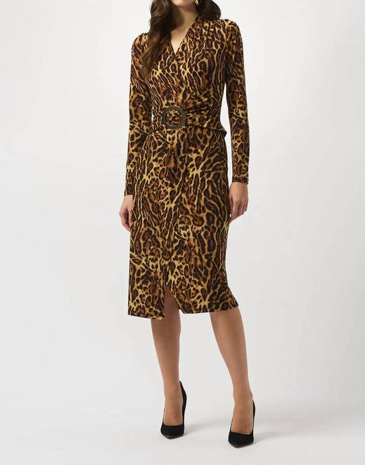Joseph Ribkoff - Animal Print Faux Wrap Dress