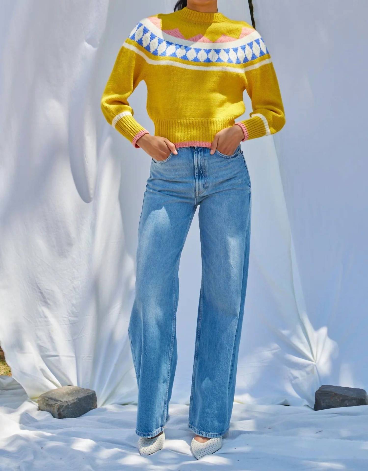 Atelier Delphine Bella Knit Sweater in yellow nordic - women's sweater