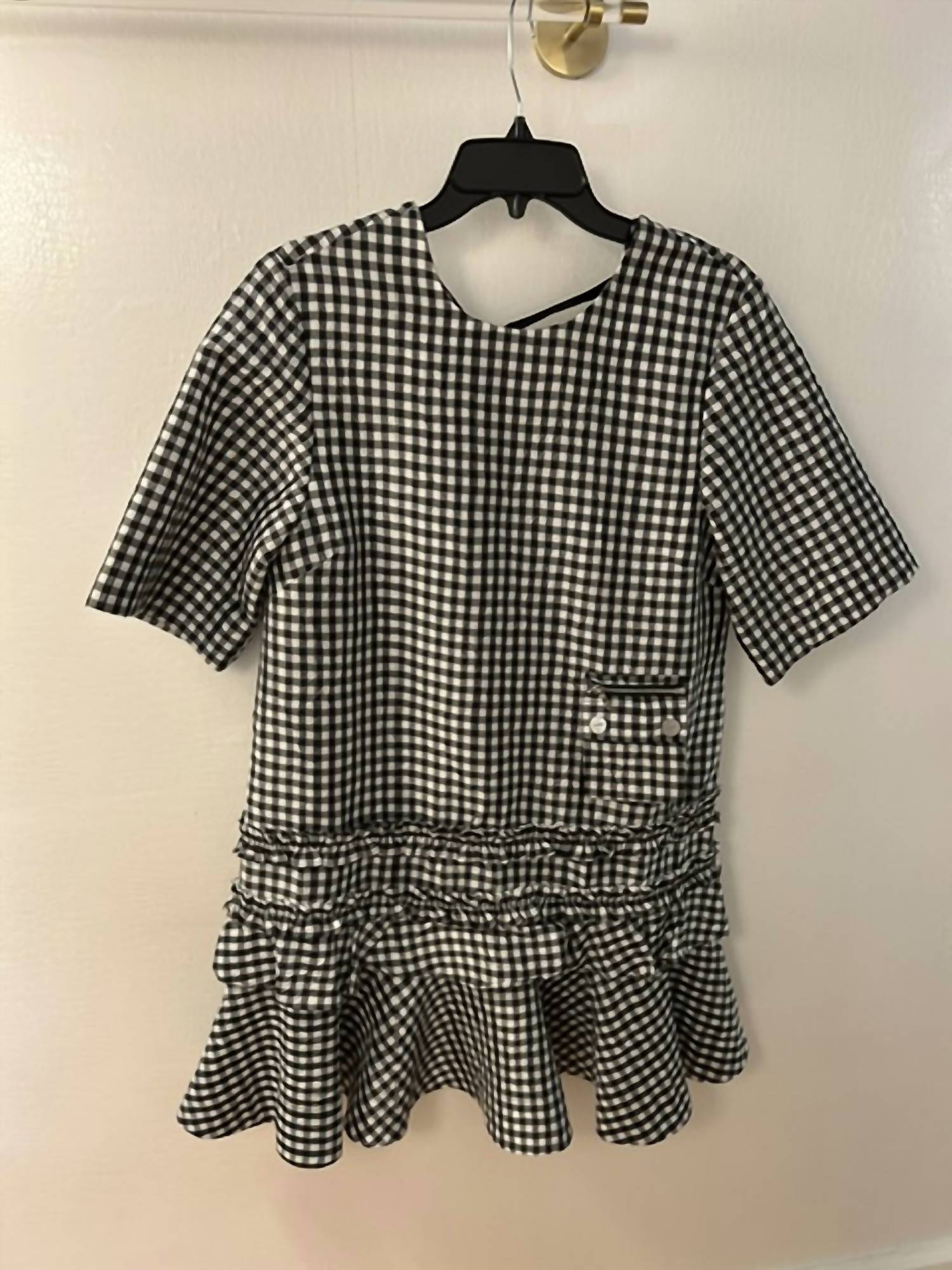 Ganni - Women's Crinkled Taffeta Check Open Back mini dress