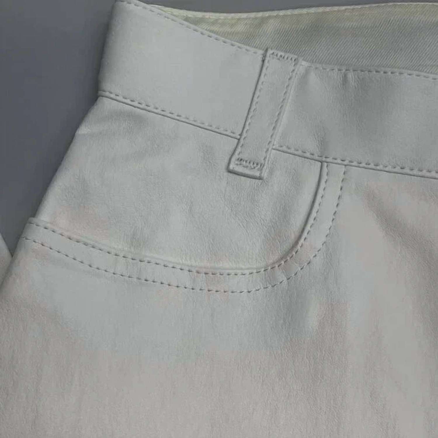 Stouls Women's Lilou High Rise Lamb Leather Wide Leg Pants in white - women's pants - alternate view