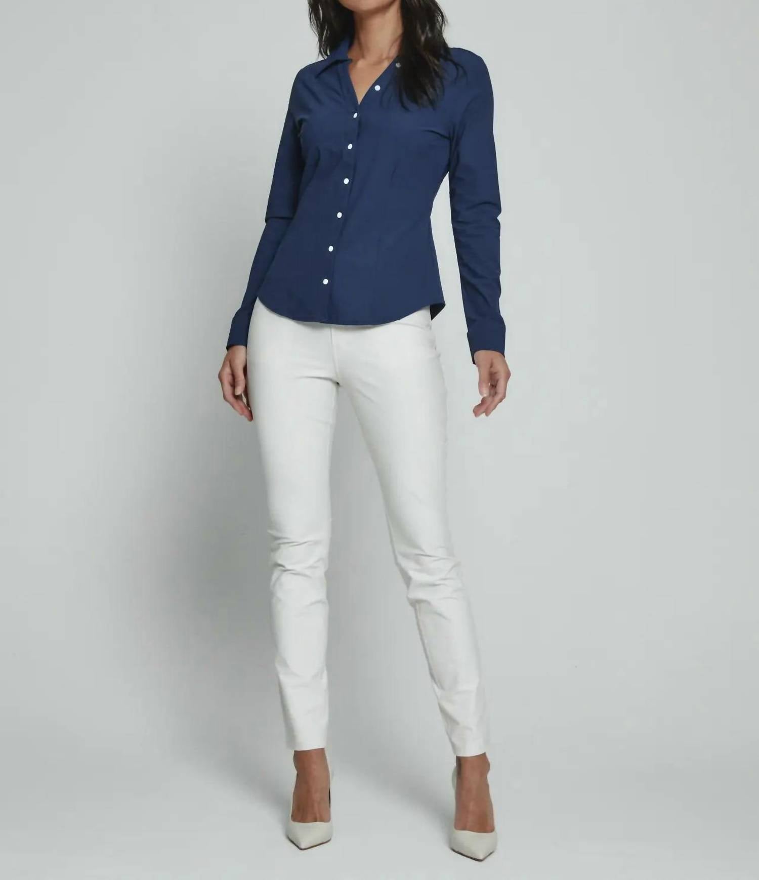 7Diamonds Luxe Wrinkle Free Blouse in midnight - women's shirt