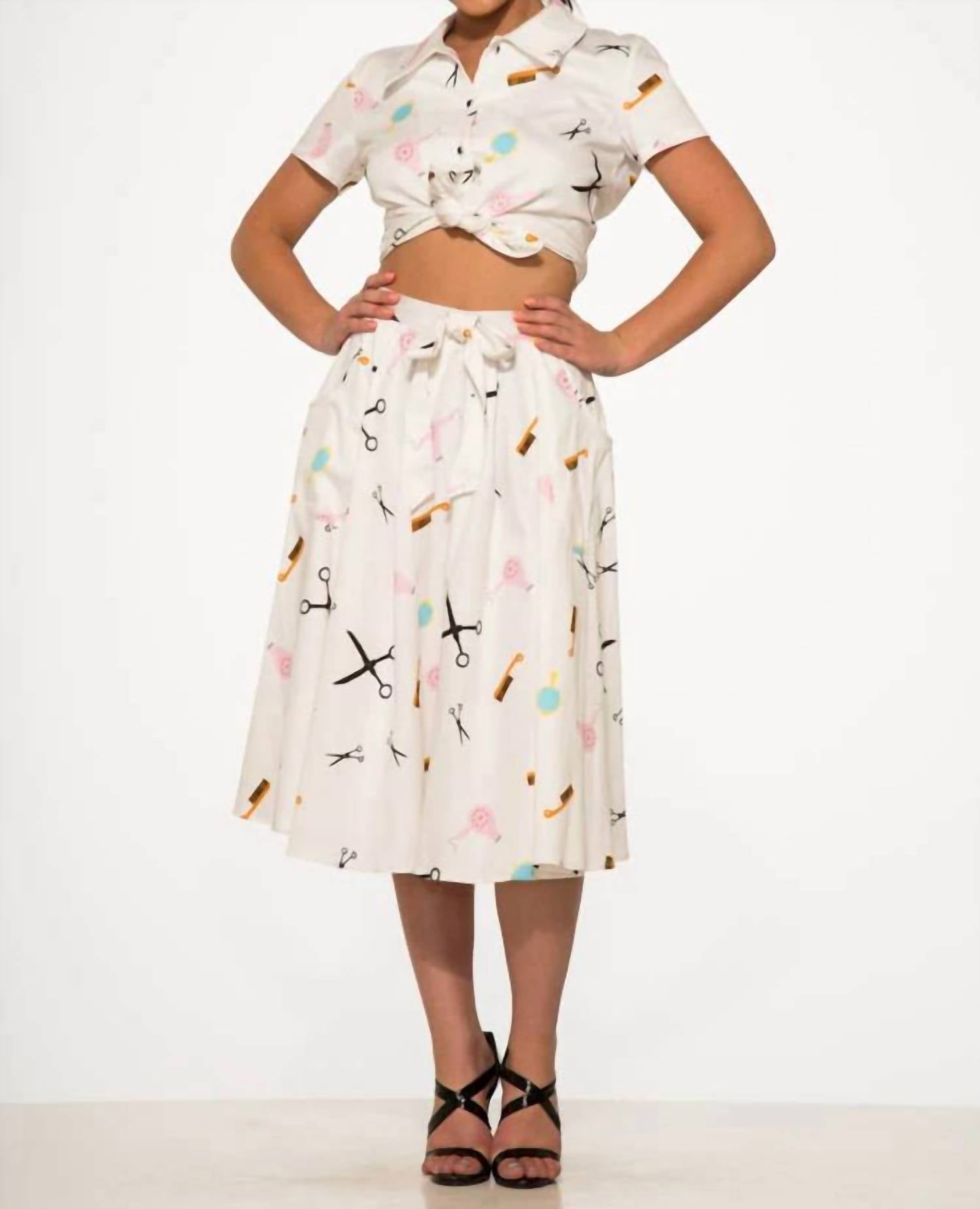 Orchid Bloom - Beauty Salon Top And Swing Skirt
