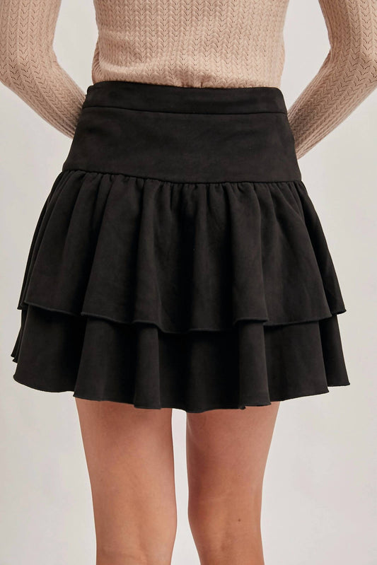 Bluivy - Out On The Town Suede Ruffled Mini Skirt