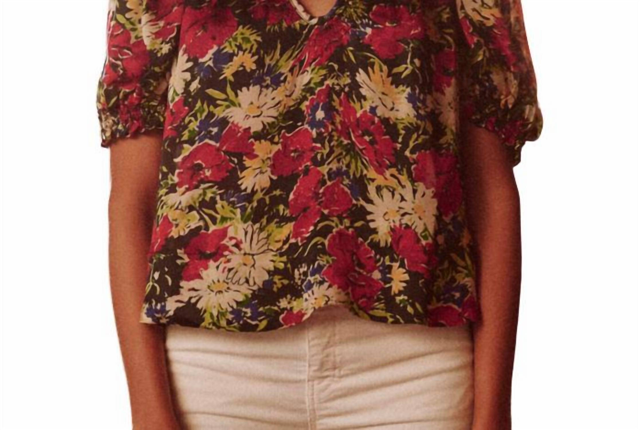 THE GREAT. Women's The Ponder Top in hidden garden floral - women's blouse