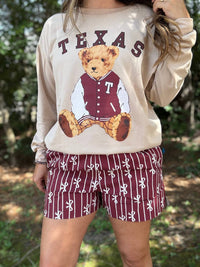 Jess Lea Benny The Texas Bear Pullover Sweatshirt in beige - women's top