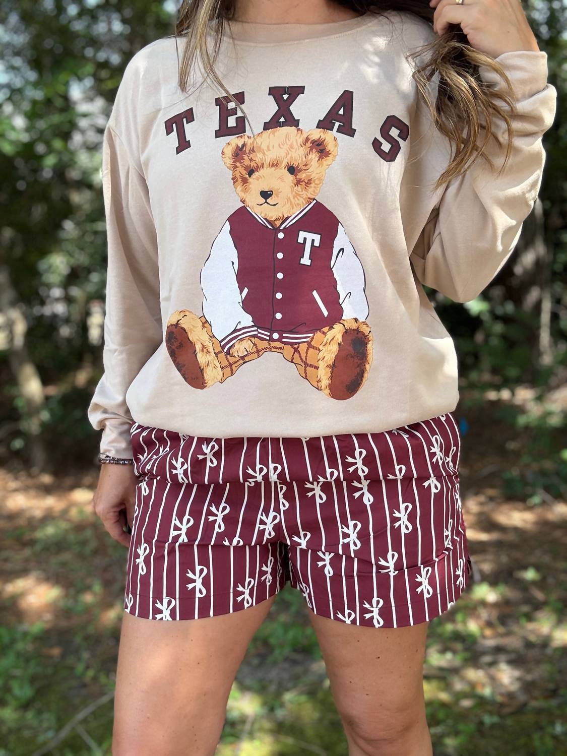 Jess Lea Benny The Texas Bear Pullover Sweatshirt in beige - women's top