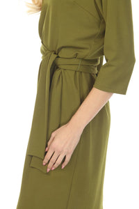 Joseph Ribkoff - Belted V-neck Three Quarter Sleeve Mini Dress