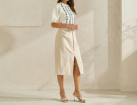 Able - Begged and Pleated Midi Skirt