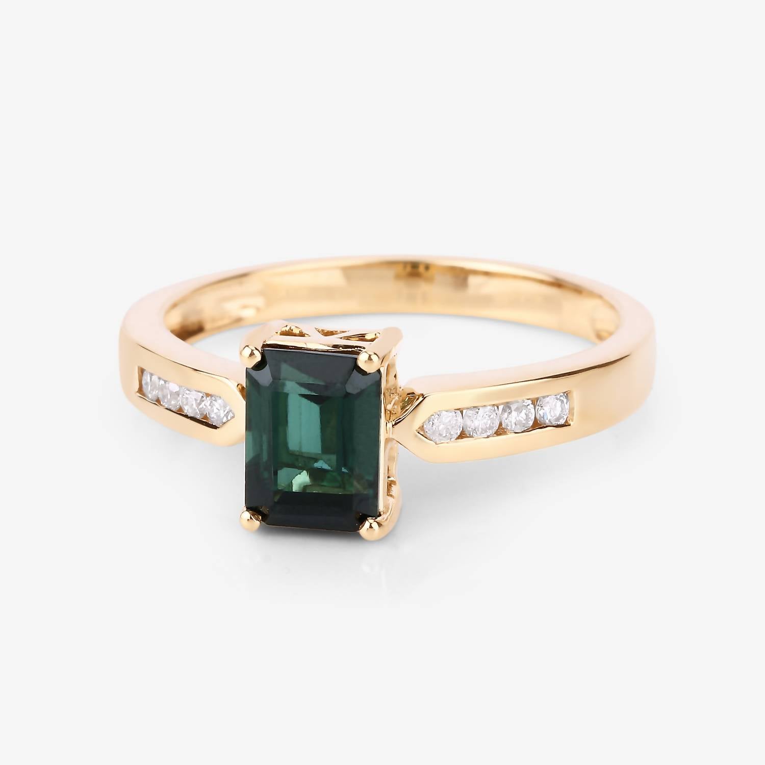 Diana M Jewels Women's Octagon Natural Green Tourmaline Fashion Ring (1.19 Ct) - Petite in 14k yellow gold - women's jewelry - detail view