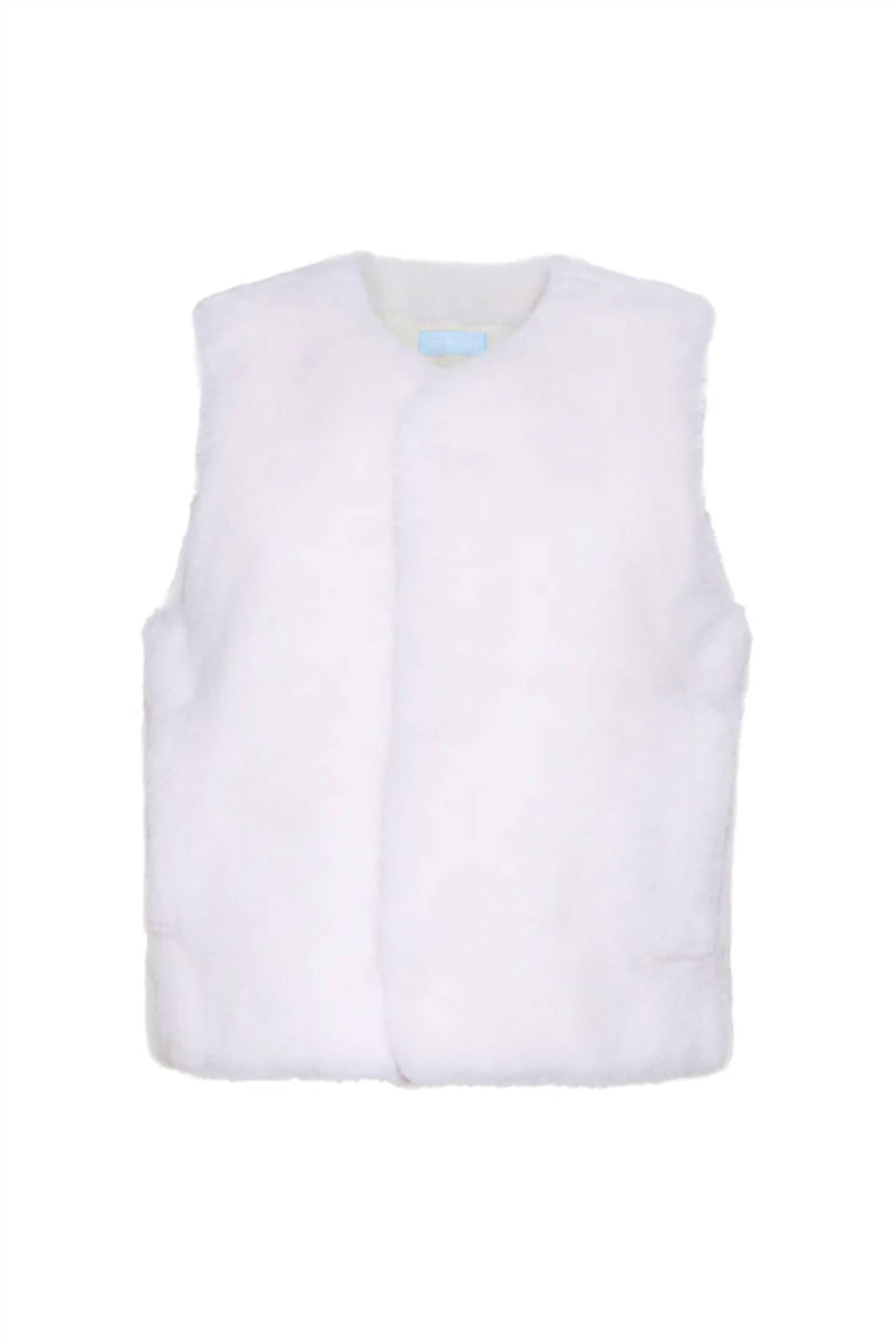 The Burgess Collection Women's Shearling Vest in vanilla - women's jacket - detail view