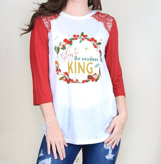 Southern Grace - Hail To The King Baseball Jersey With Lace Accent Christmas Shirts Small