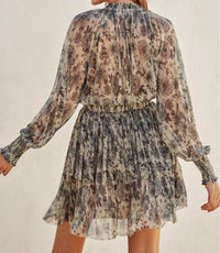Dress Forum - Eclipsed Floral Print Lurex Ruffled Mini Dress
