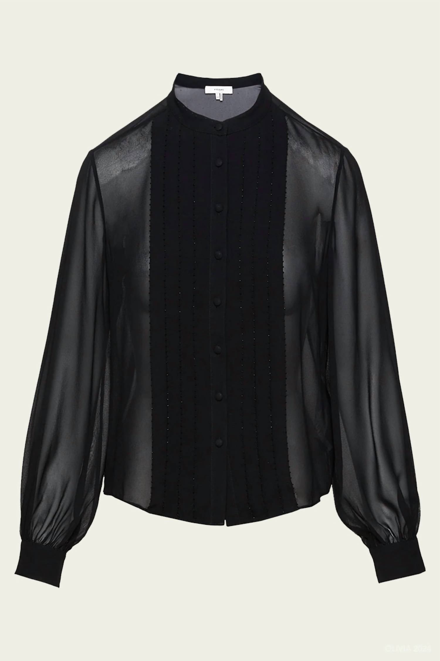 Frame - Beaded Collarless Blouse