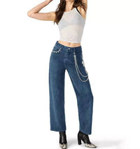STEVE MADDEN Swift High-rise Rhinestone Chain Jeans in blue - women's jeans