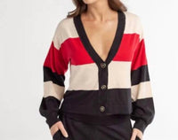 Red Haute - Stripped Sweater Cardigan