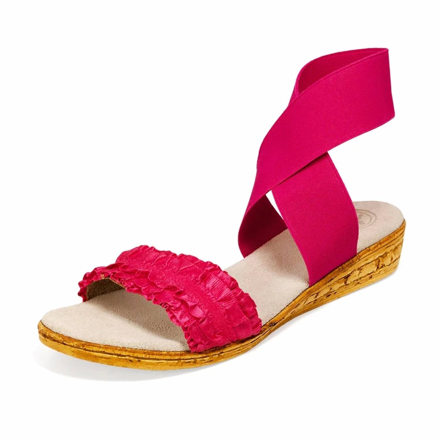 Charleston Shoe Co. - Women's Benjamin Wrap-up Ankle Faux Cork Sandals