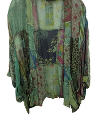 Young Threads Women's Multi Print Kimono in basil - women's scarf
