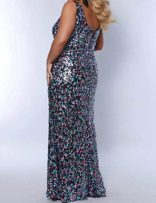 Sydney'S Closet - V Neck Sequins Prom Dress