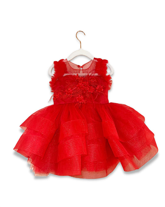 Eda Baby - Girl's Illusion With Tulle Skirt Scattered Pearl/rhinestone Bodice