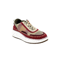Renato Garini Women's Alexis Patchwork Sneaker in burgundy beige grey - women's sneaker - alternate view