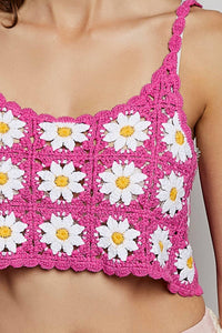 Pol - Sasha Daisy Crochet Grandma Square Cotton Crop Top