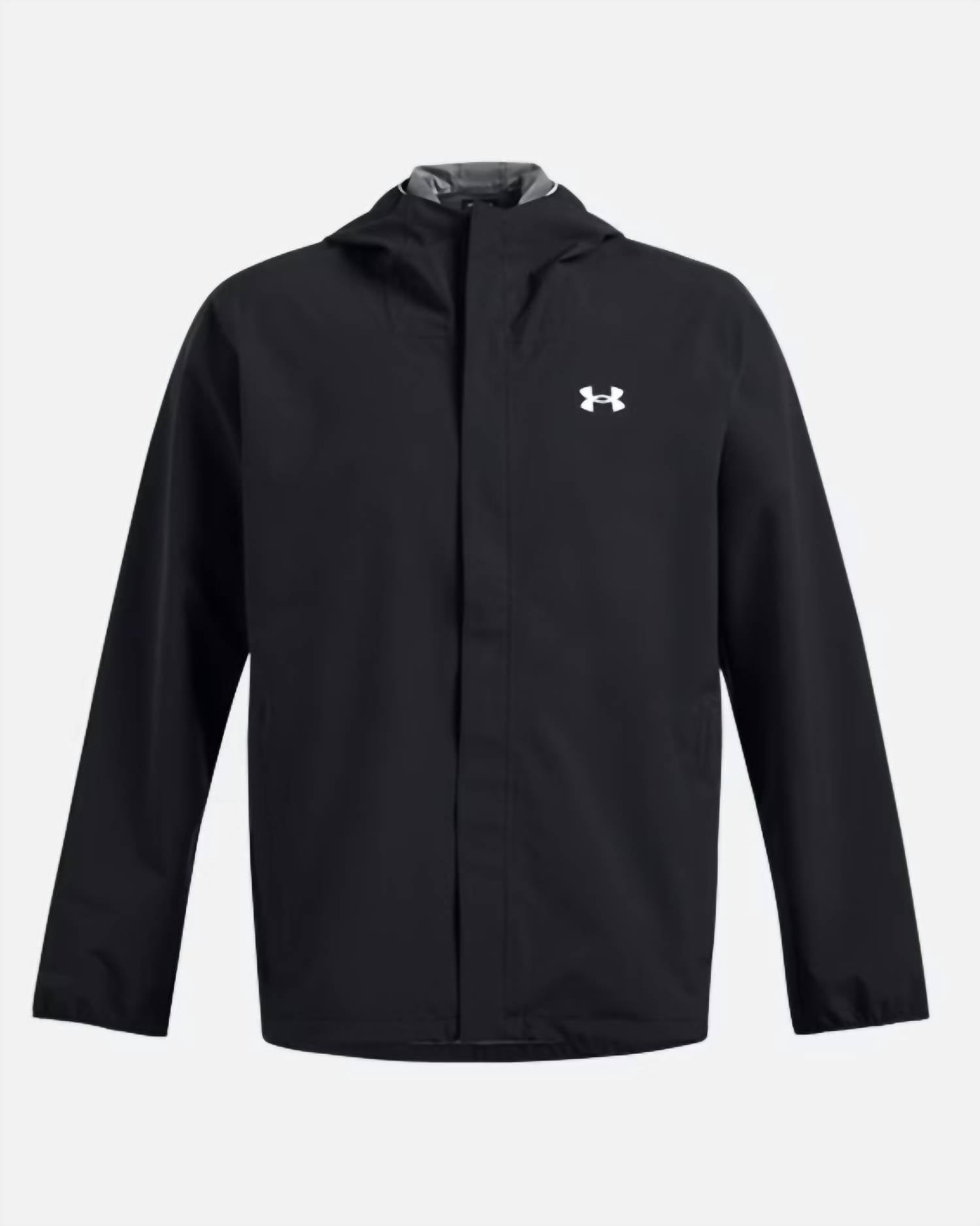 UNDER ARMOUR Men's Stormproof Cloudstrike Rain Jacket in black - men's jacket - detail view