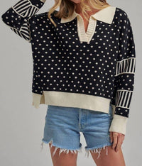 Bon - Just For Fun Polka Dot Collar Sweater