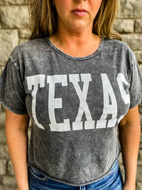 BUCKETLIST Texas Cropped Tee in grey - women's t-shirt - alternate view