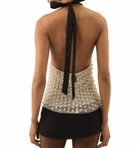 For Love & Lemons - Pearly Bow Halter Top