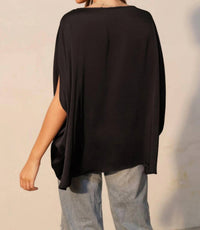 Tyche - Washed Poly Silk Boat Neck Caftan Top
