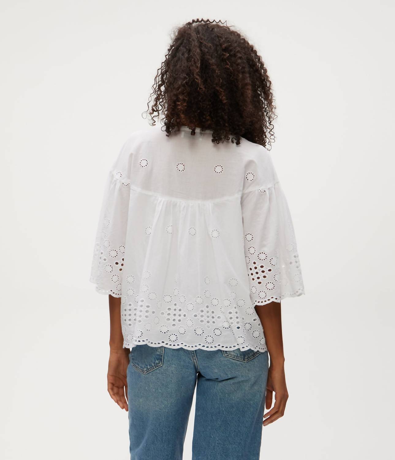 Michael Stars - Gloria Eyelet Flutter Top