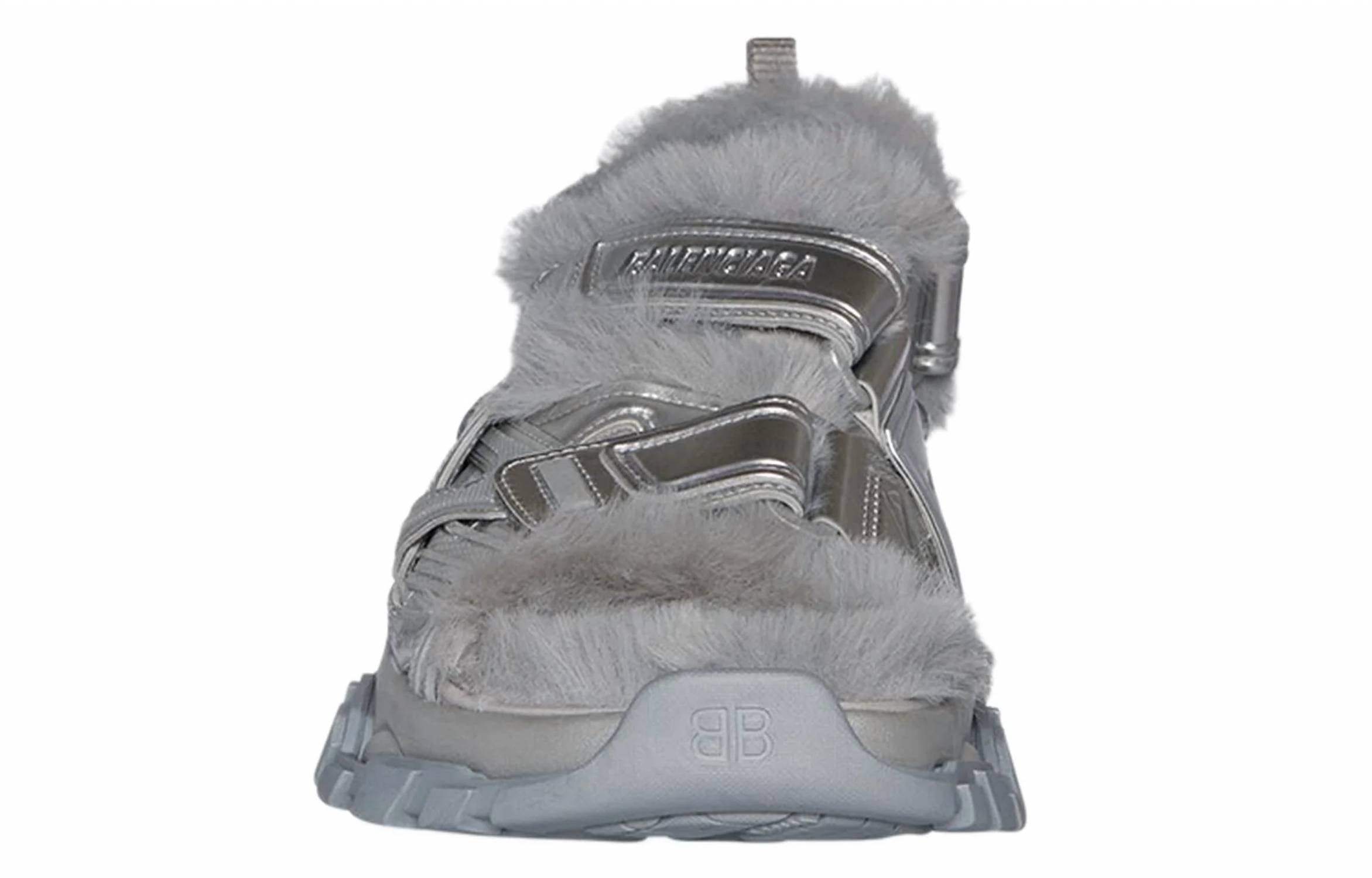 Balenciaga - Women's Faux Fur Rubber Mesh Track Sandal
