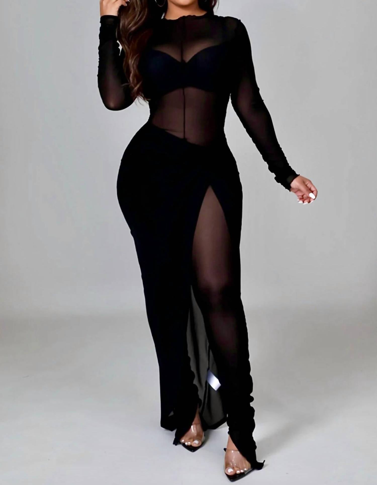 Little Secret Of Mine - Sheer Ruched Wrap Skirt Jumpsuit
